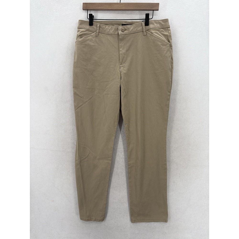 Lee Relaxed Fit Straight Leg Mid Rise Pants Womens 12 Beige Twill Stretch Chino